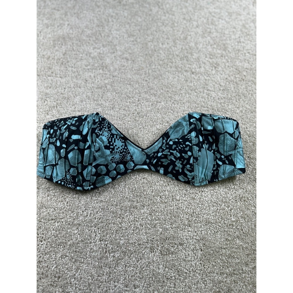 Insight Women's Swimwear Bandeau Bikini‎ Top Medium Blue Black Nylon